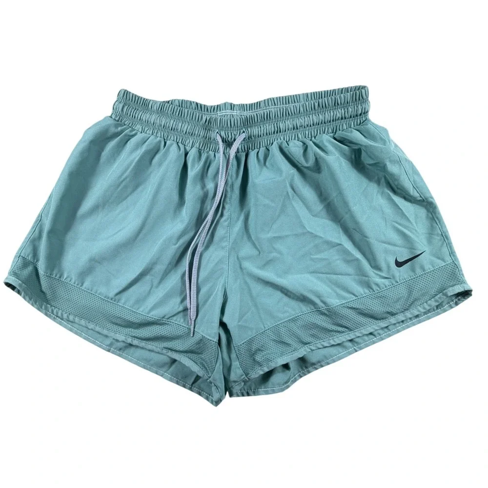 Nike Womens Running Shorts Teal Blue Mesh Trim Compression Liner 2XL